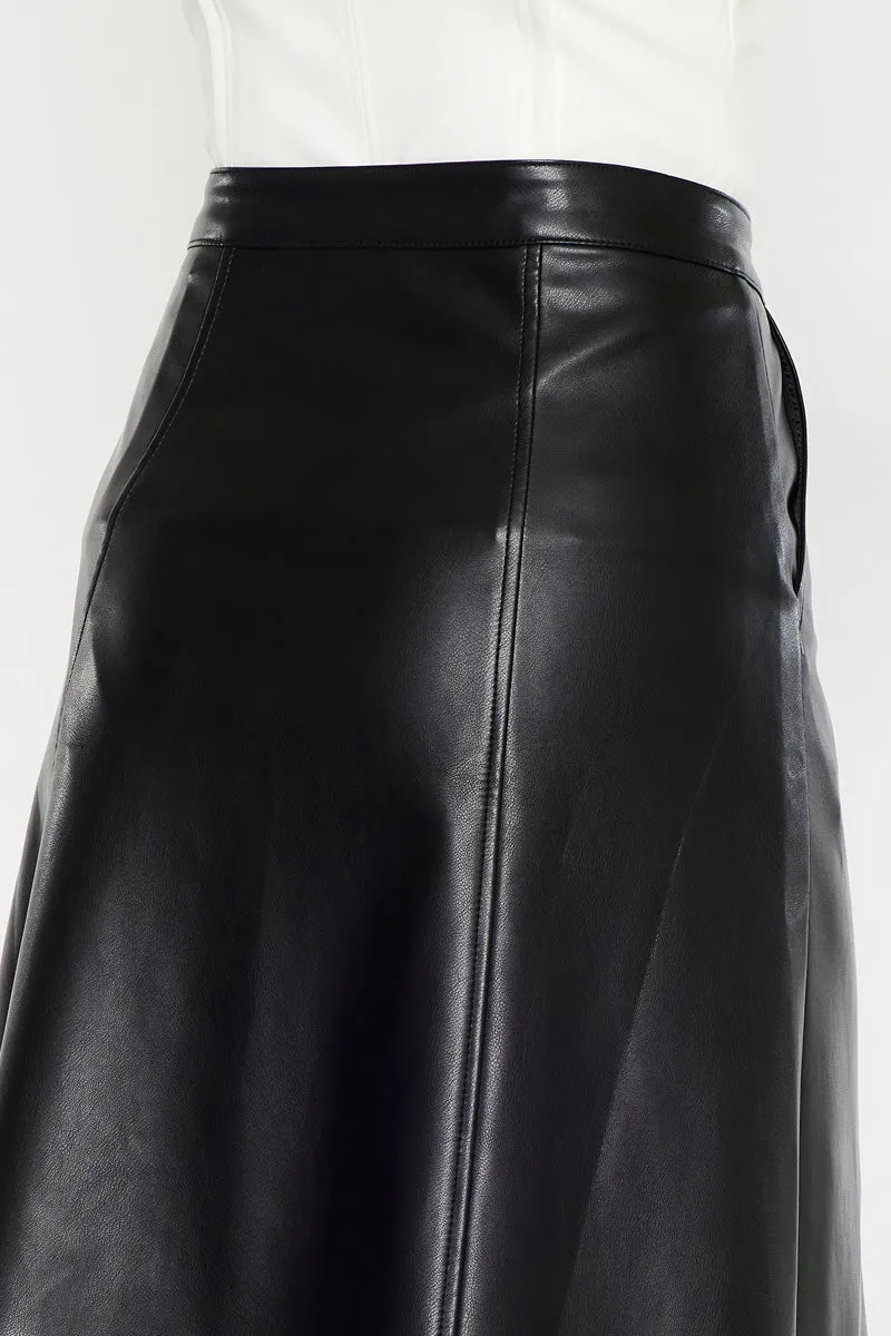 Wanda High Rise Faux Leather Long Skirt