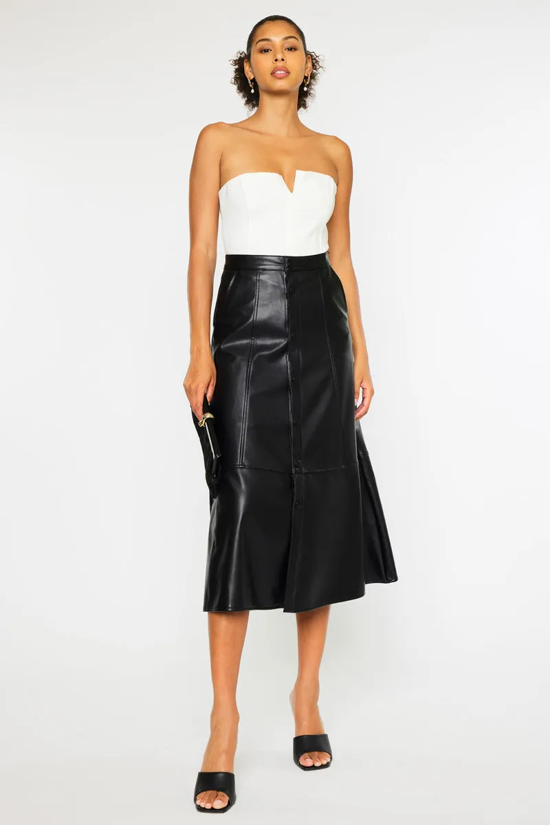 Wanda High Rise Faux Leather Long Skirt