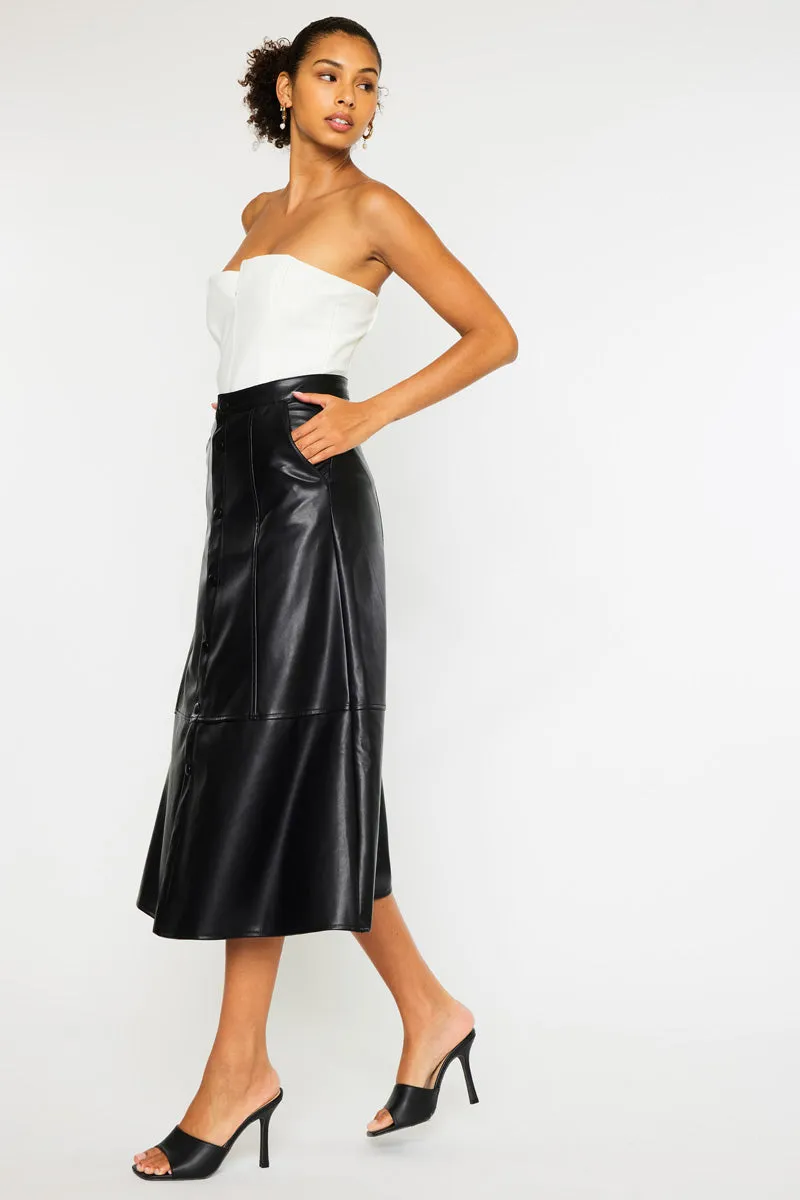 Wanda High Rise Faux Leather Long Skirt