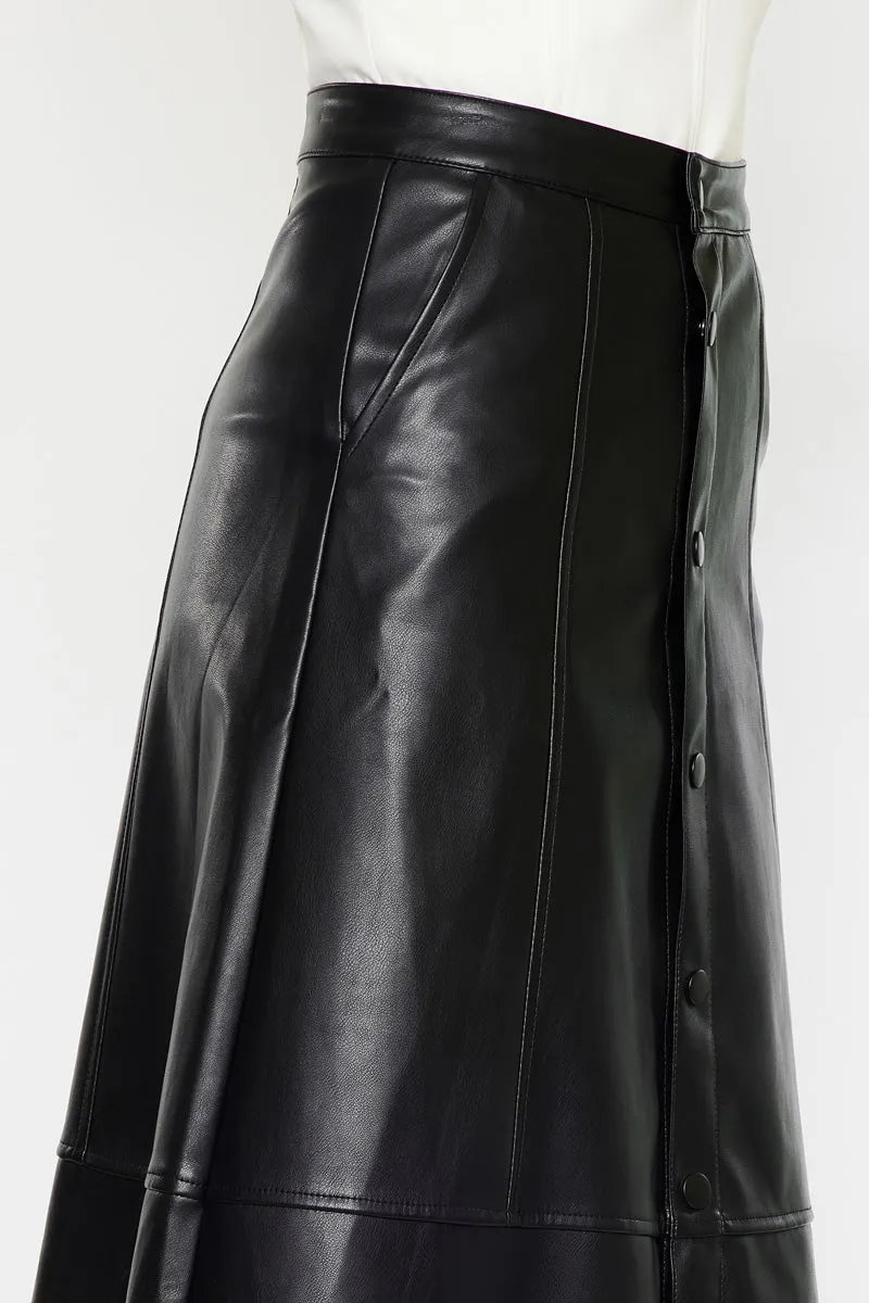Wanda High Rise Faux Leather Long Skirt