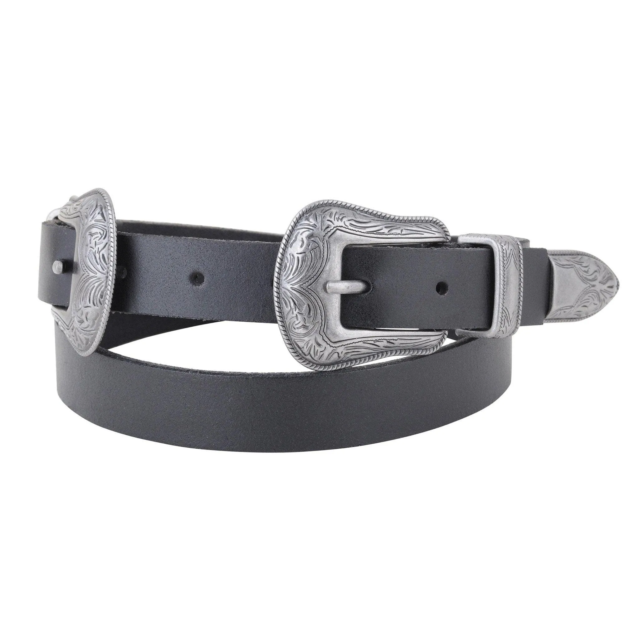 Western Double Buckle Leather Belt