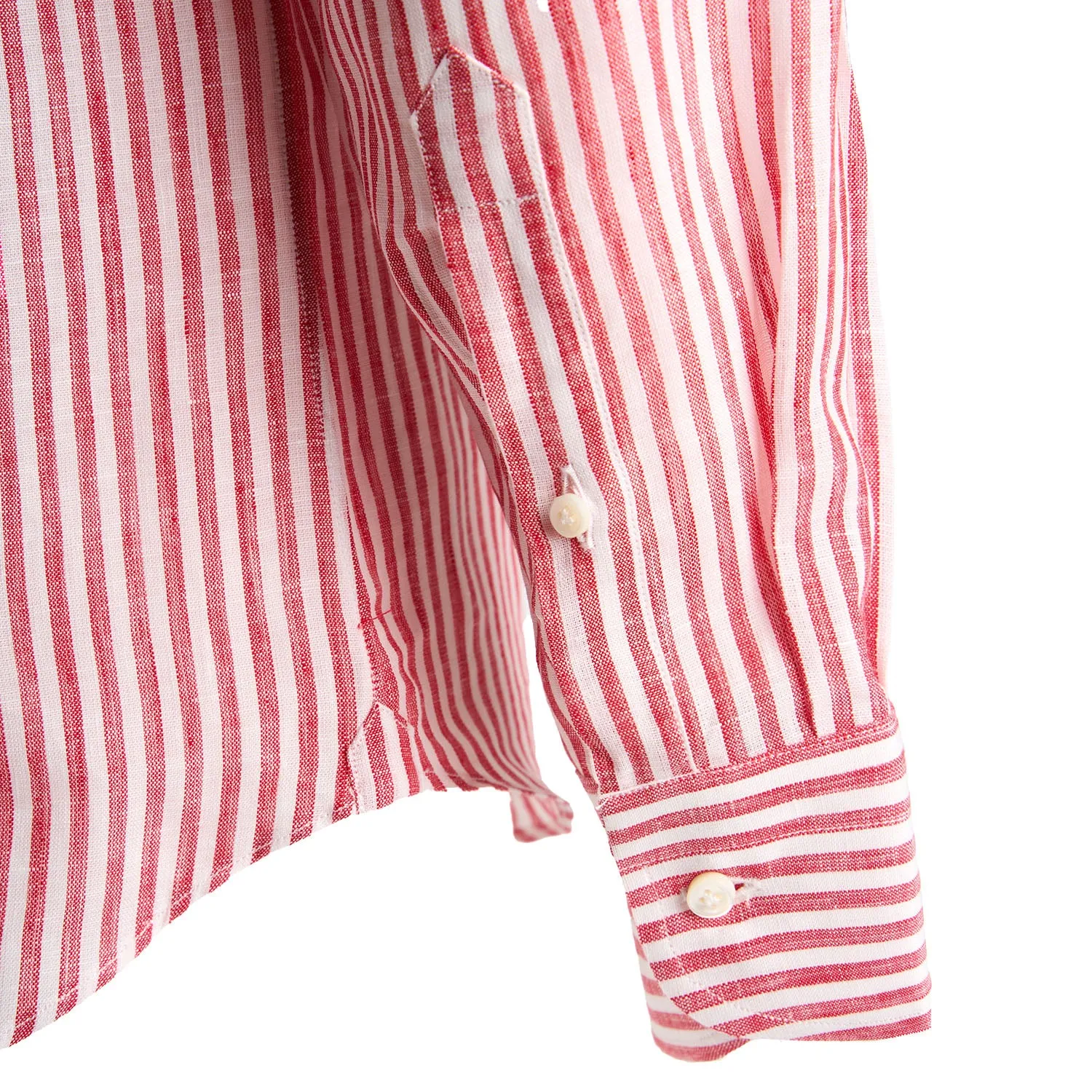 WHITE AND BORDEAUX LINEN SHIRT