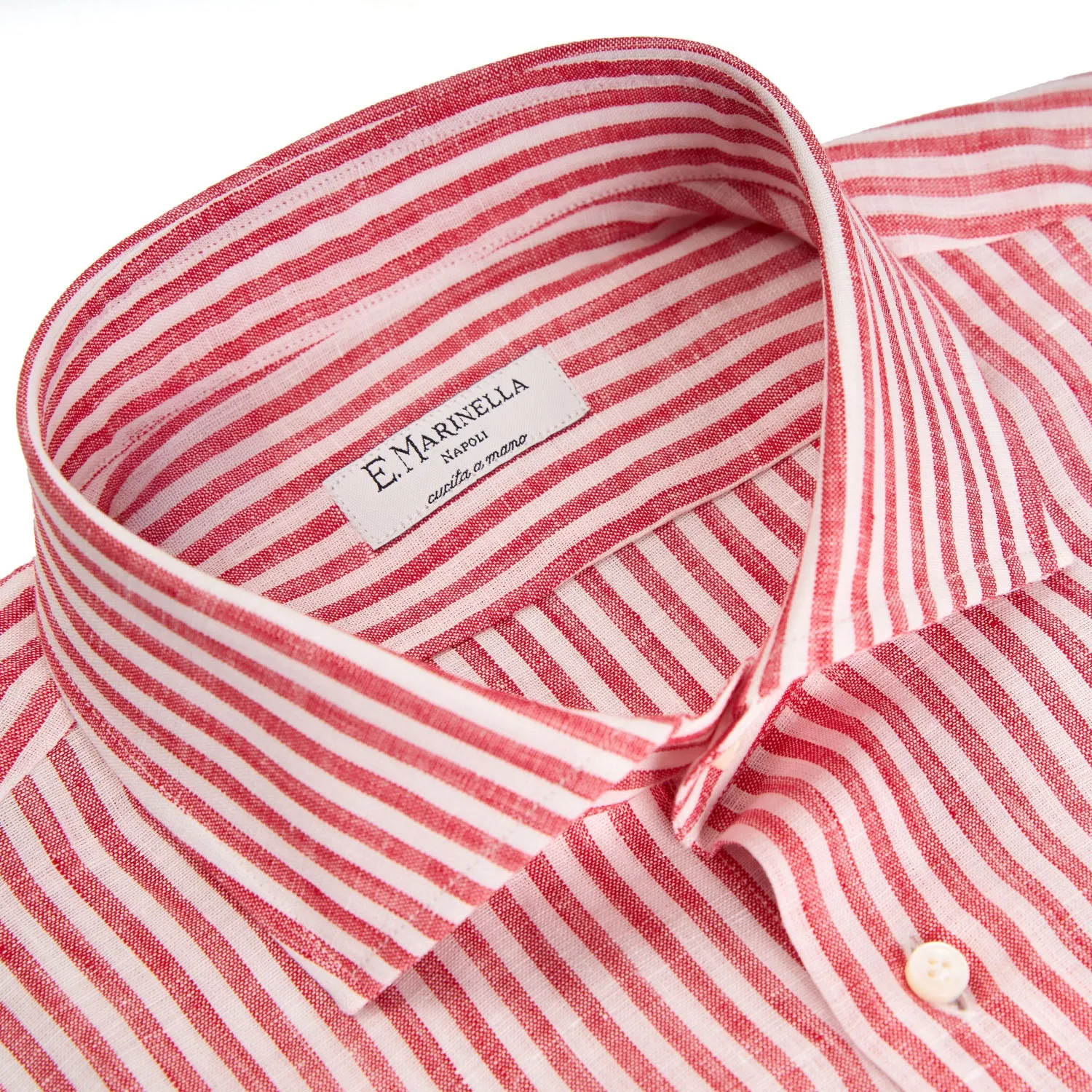 WHITE AND BORDEAUX LINEN SHIRT