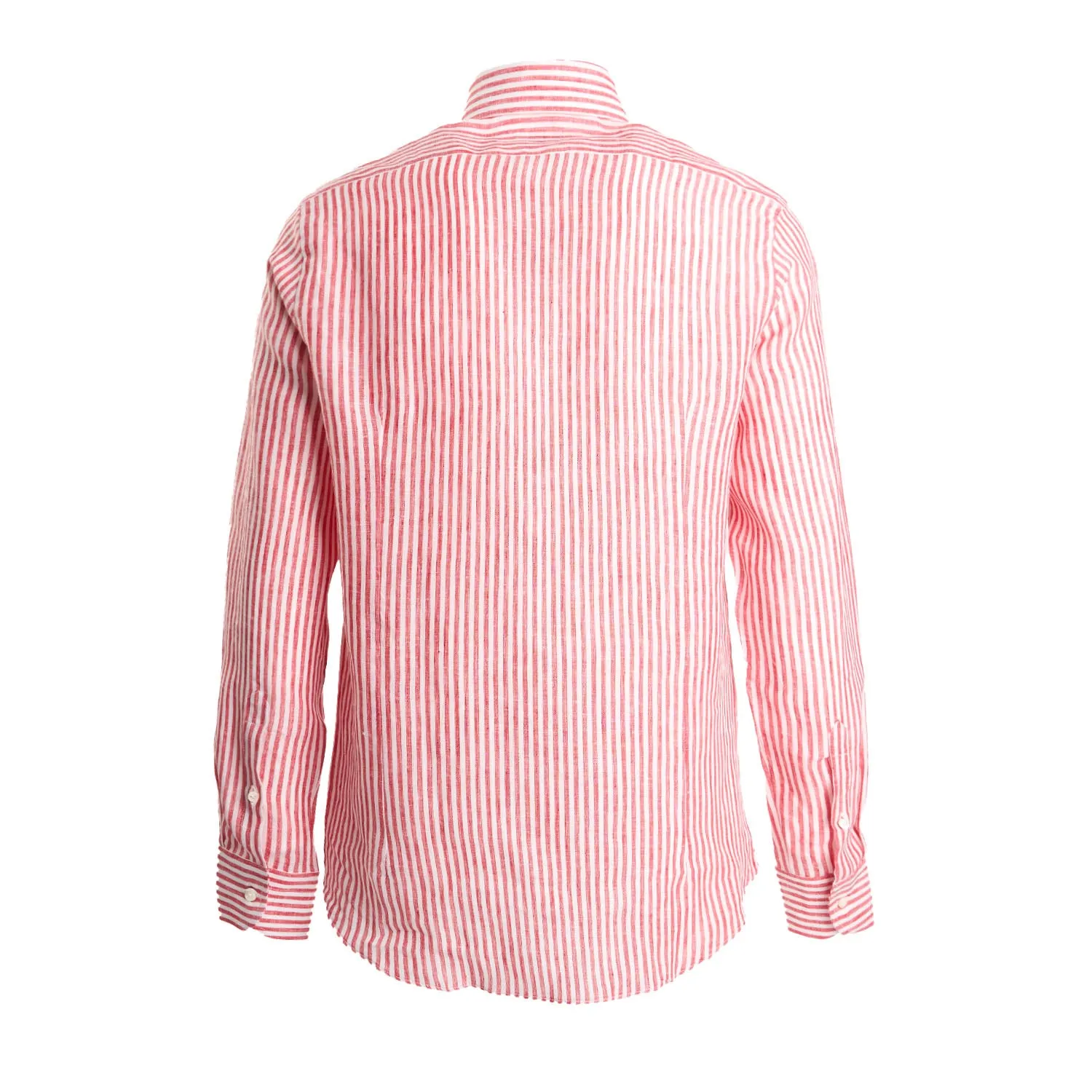 WHITE AND BORDEAUX LINEN SHIRT
