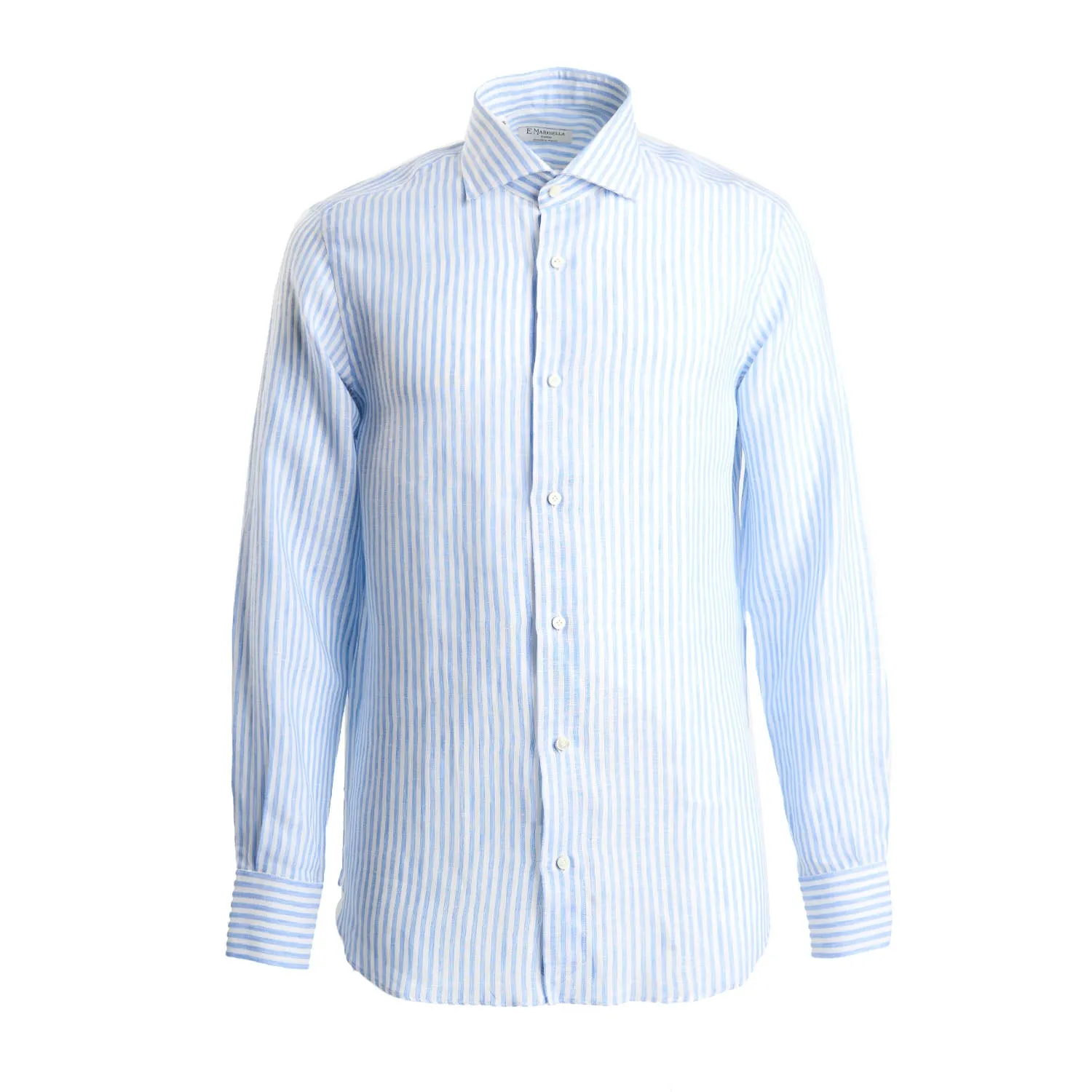 WHITE AND LIGHT BLUE LINEN SHIRT