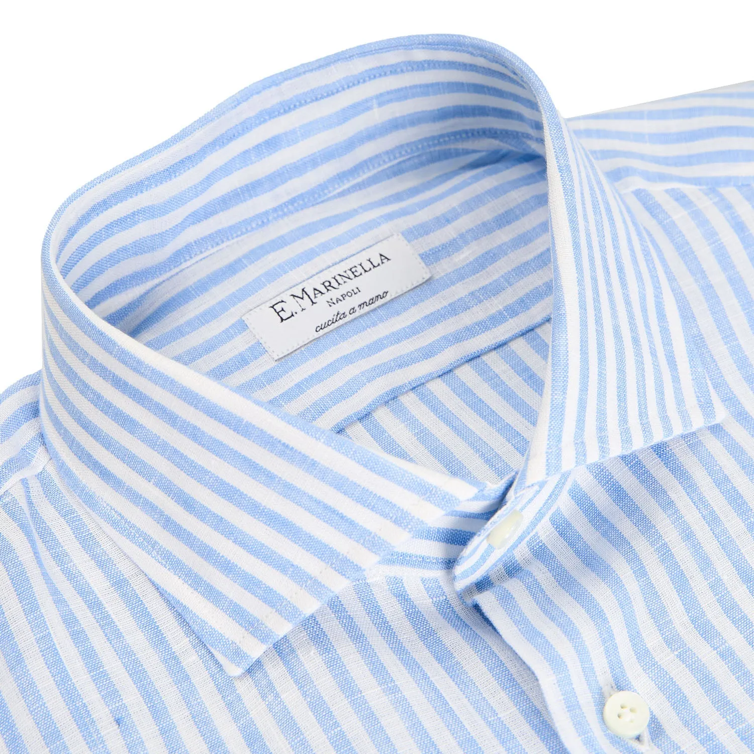 WHITE AND LIGHT BLUE LINEN SHIRT