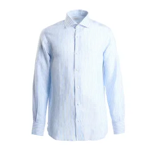WHITE AND LIGHT BLUE LINEN SHIRT