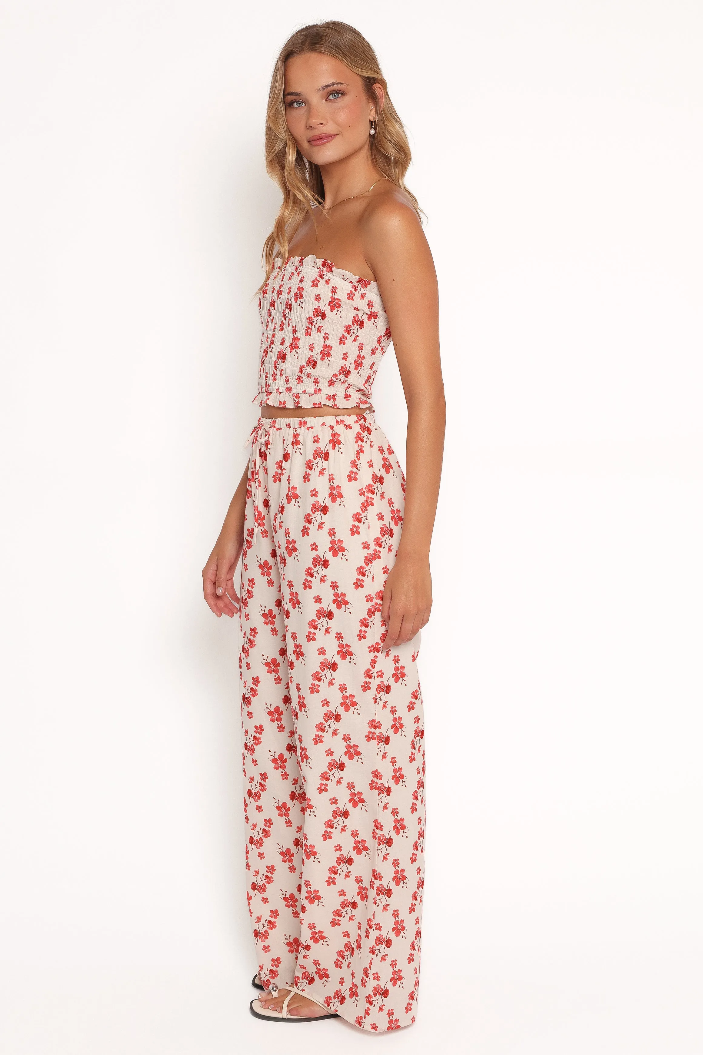 Winona Strapless Top - Red Blossom