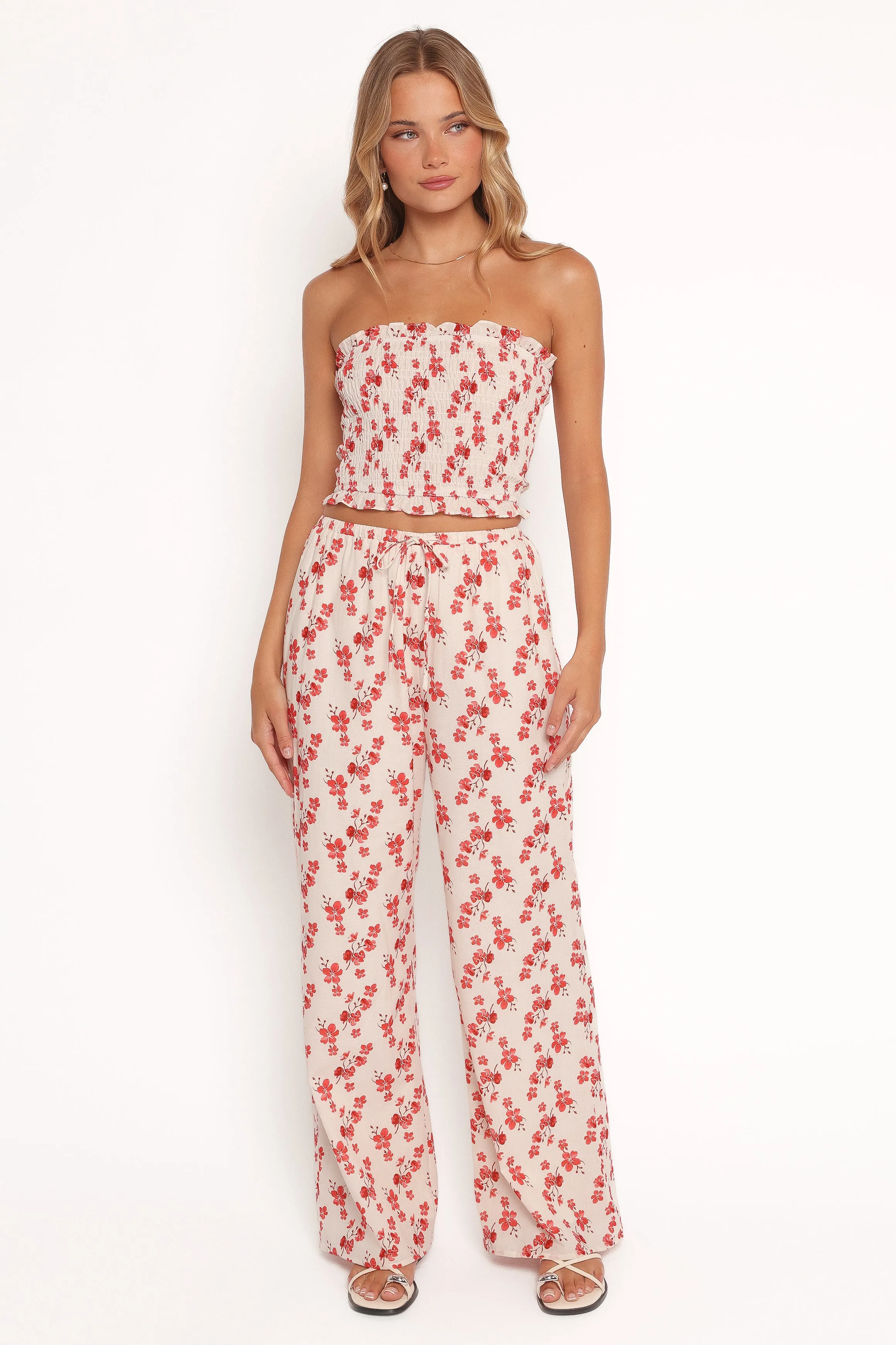 Winona Strapless Top - Red Blossom