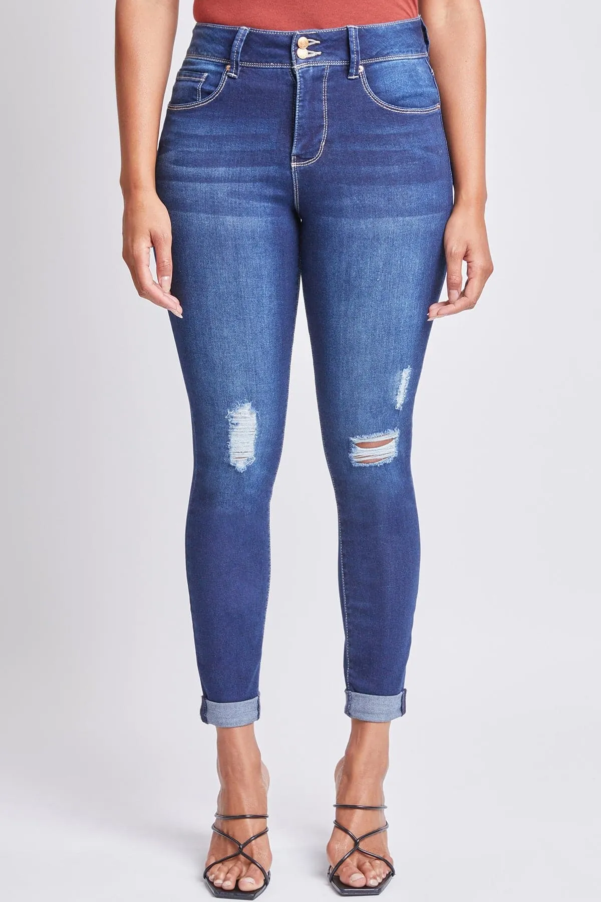Women's Tummy Control 2 Button Rolled Cuff Jean