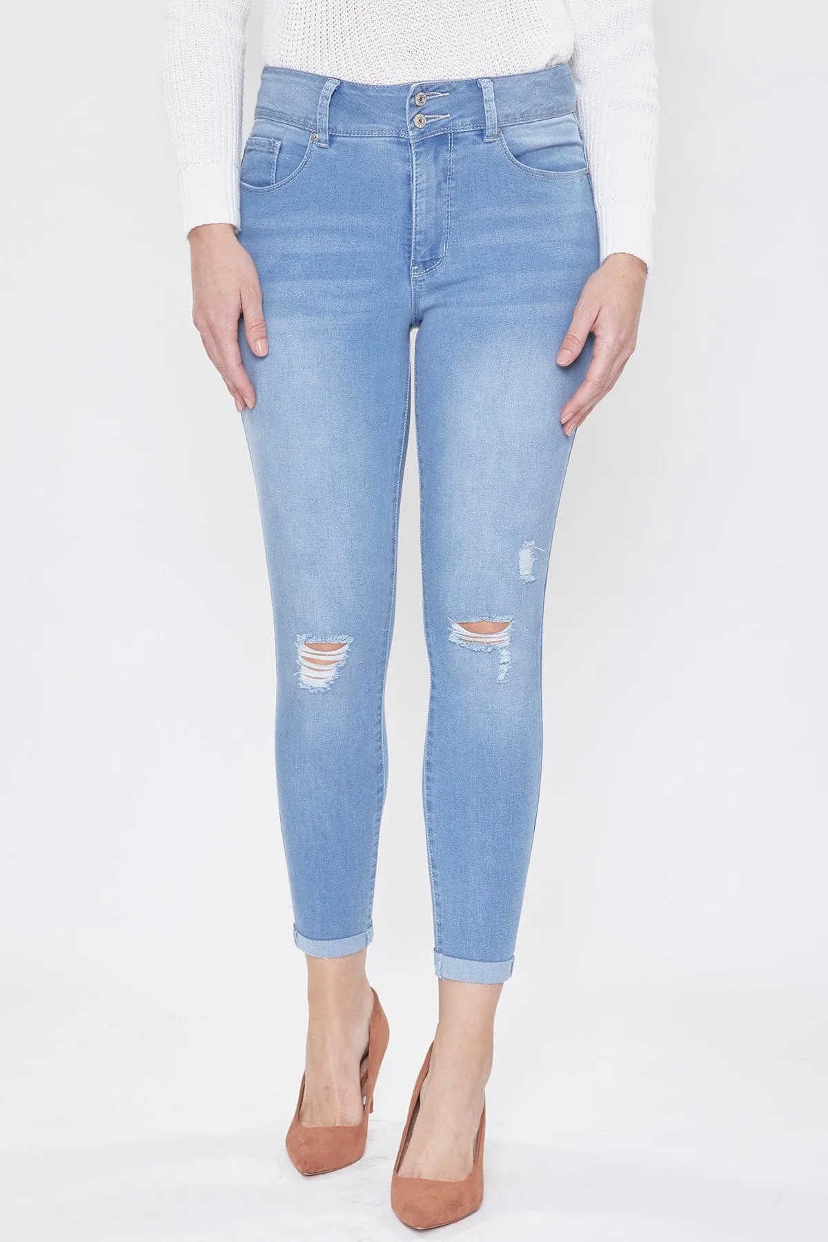 Women's Tummy Control 2 Button Rolled Cuff Jean