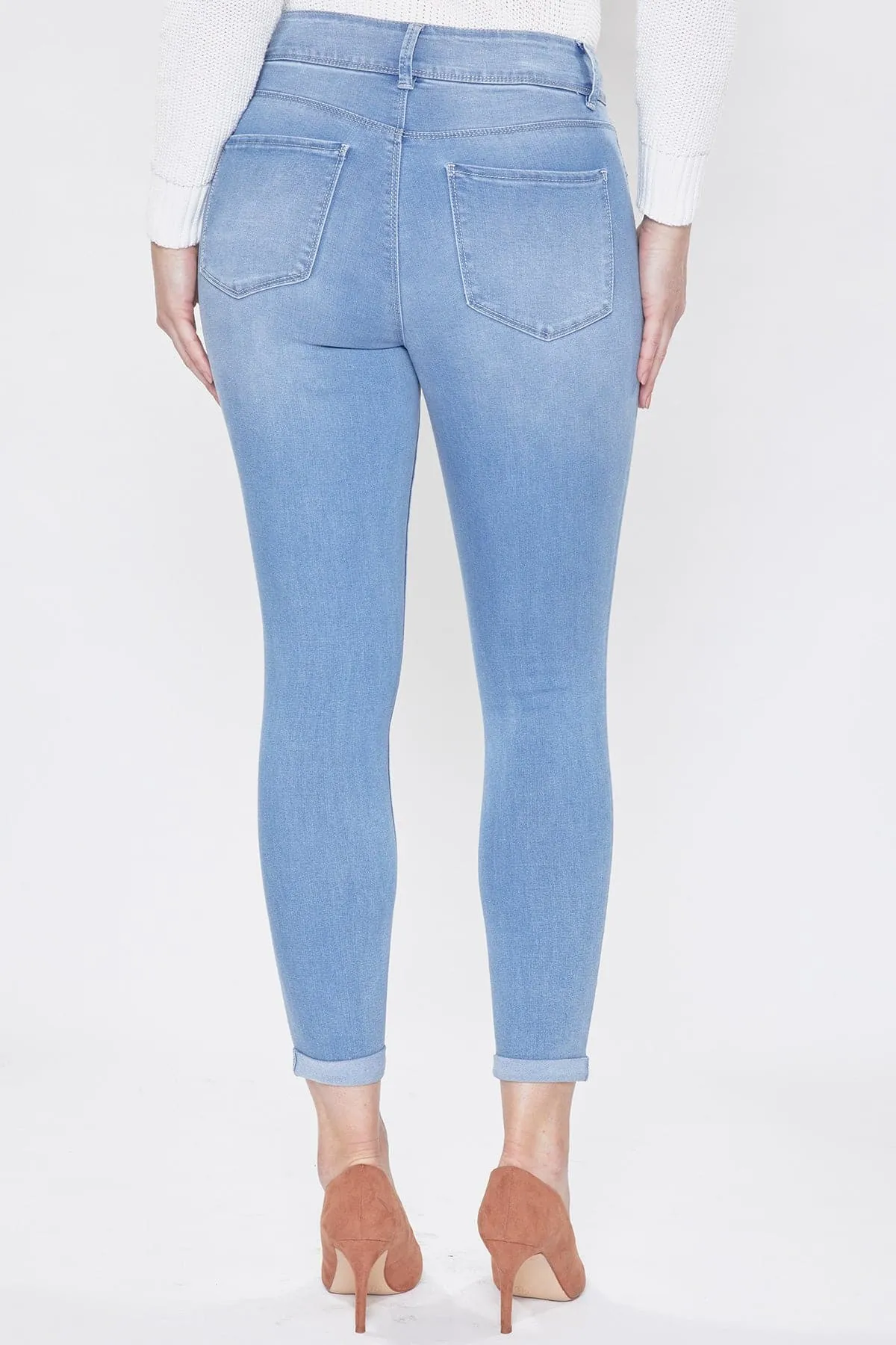 Women's Tummy Control 2 Button Rolled Cuff Jean