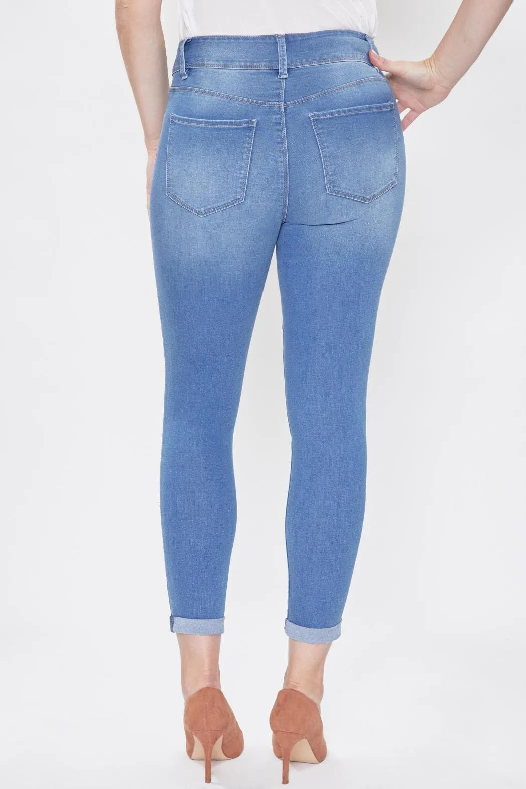 Women's Tummy Control 2 Button Rolled Cuff Jean