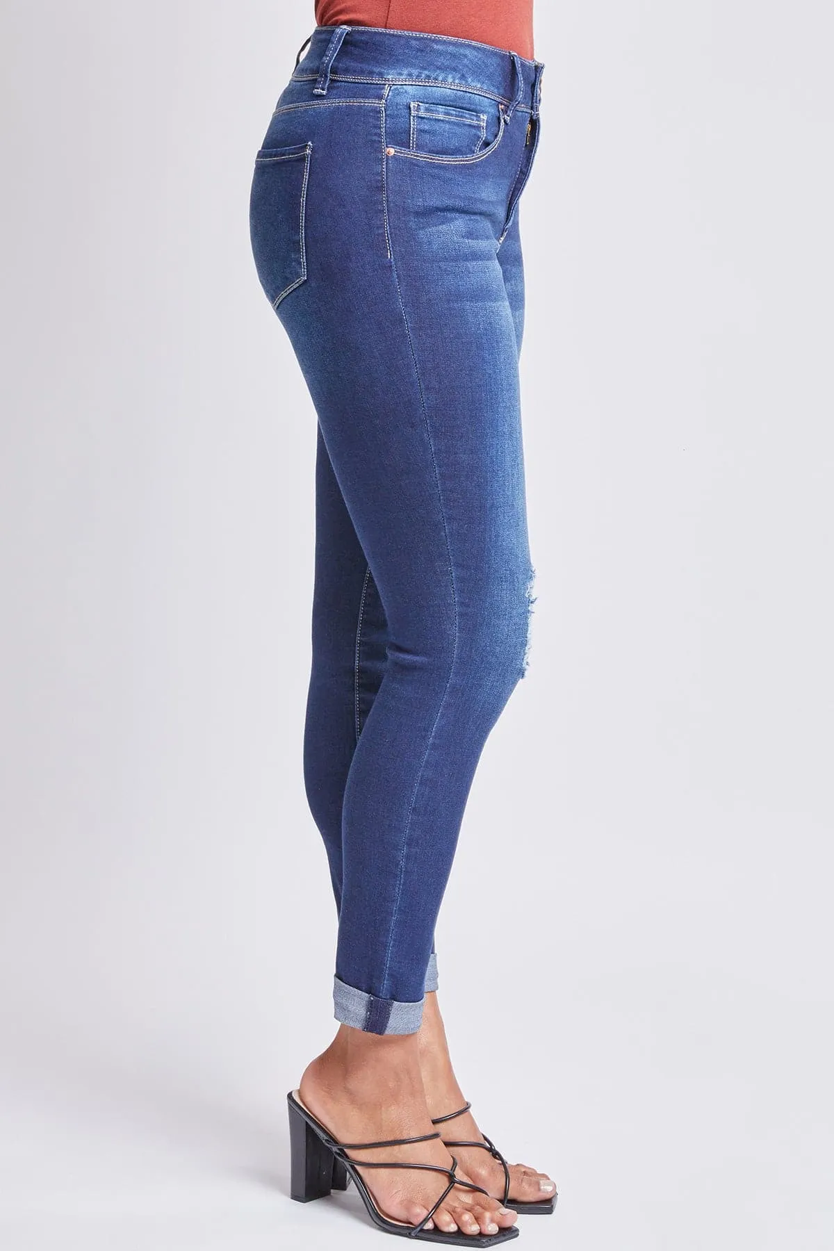 Women's Tummy Control 2 Button Rolled Cuff Jean
