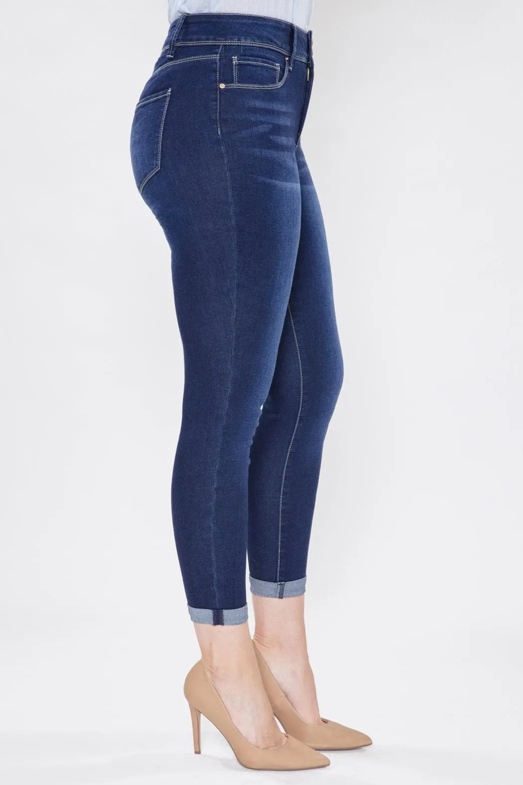 Women's Tummy Control 2 Button Rolled Cuff Jean