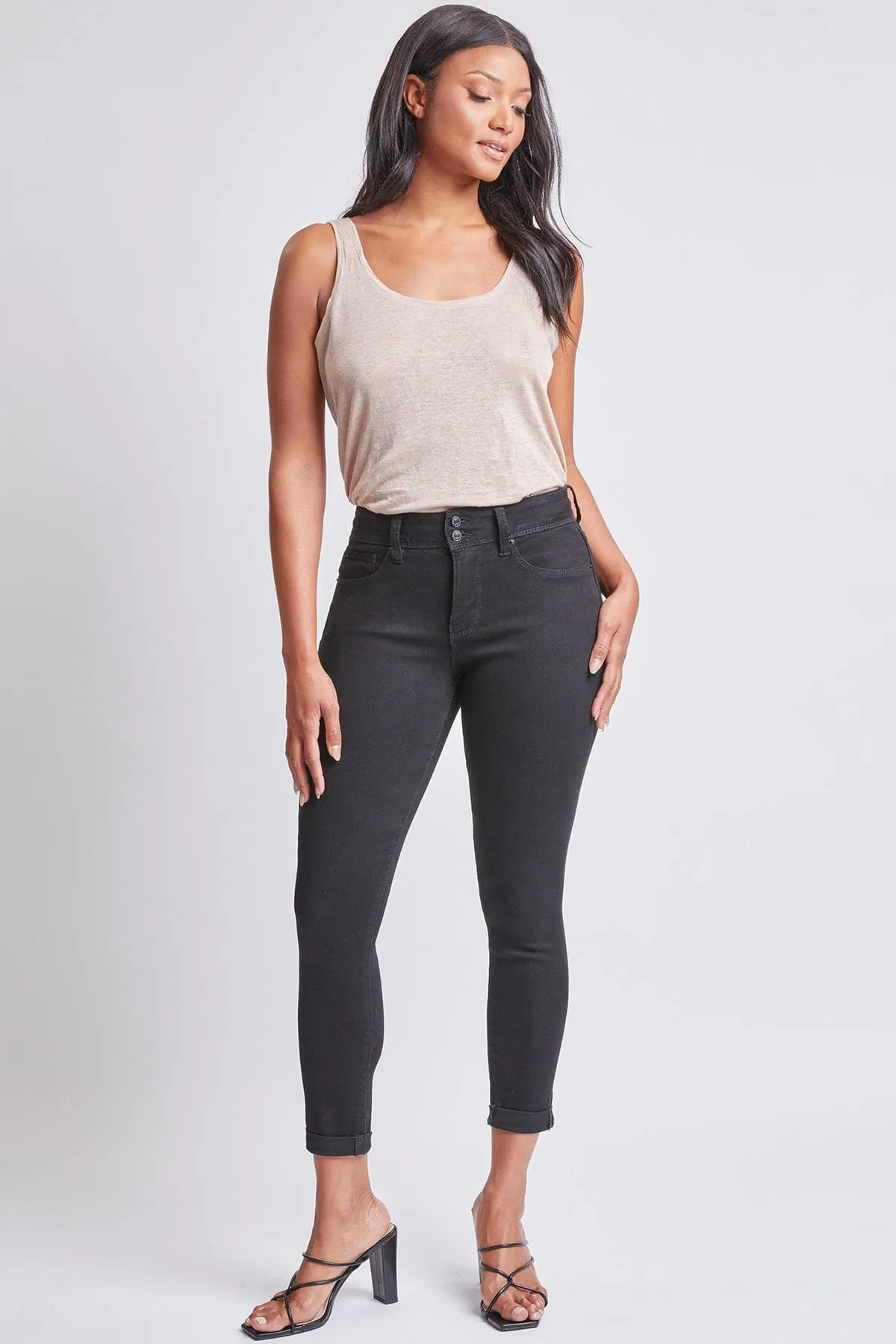 Women's Tummy Control 2 Button Rolled Cuff Jean