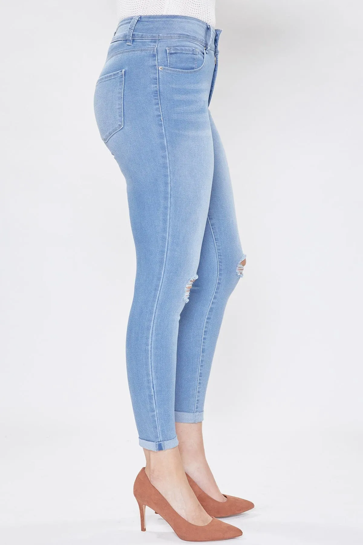 Women's Tummy Control 2 Button Rolled Cuff Jean
