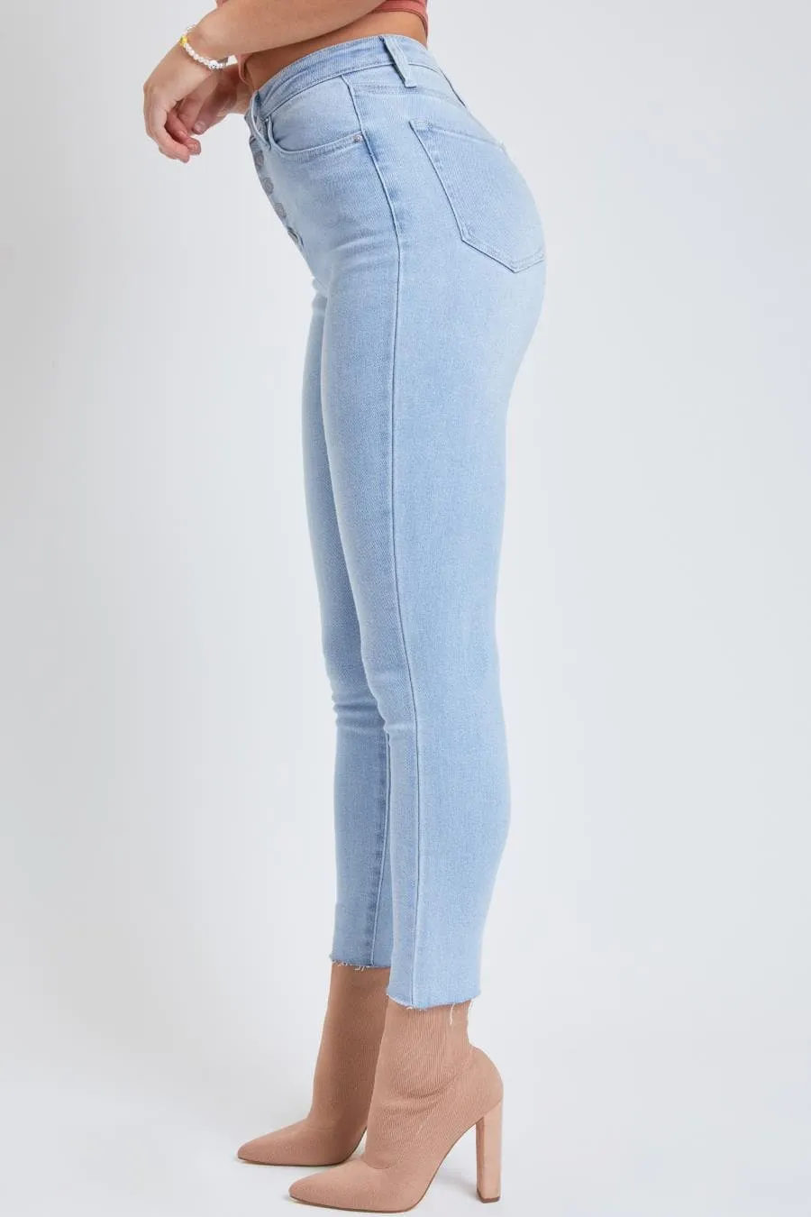 Women's Vintage Dream Exposed Button Skinny Jeans-Sale