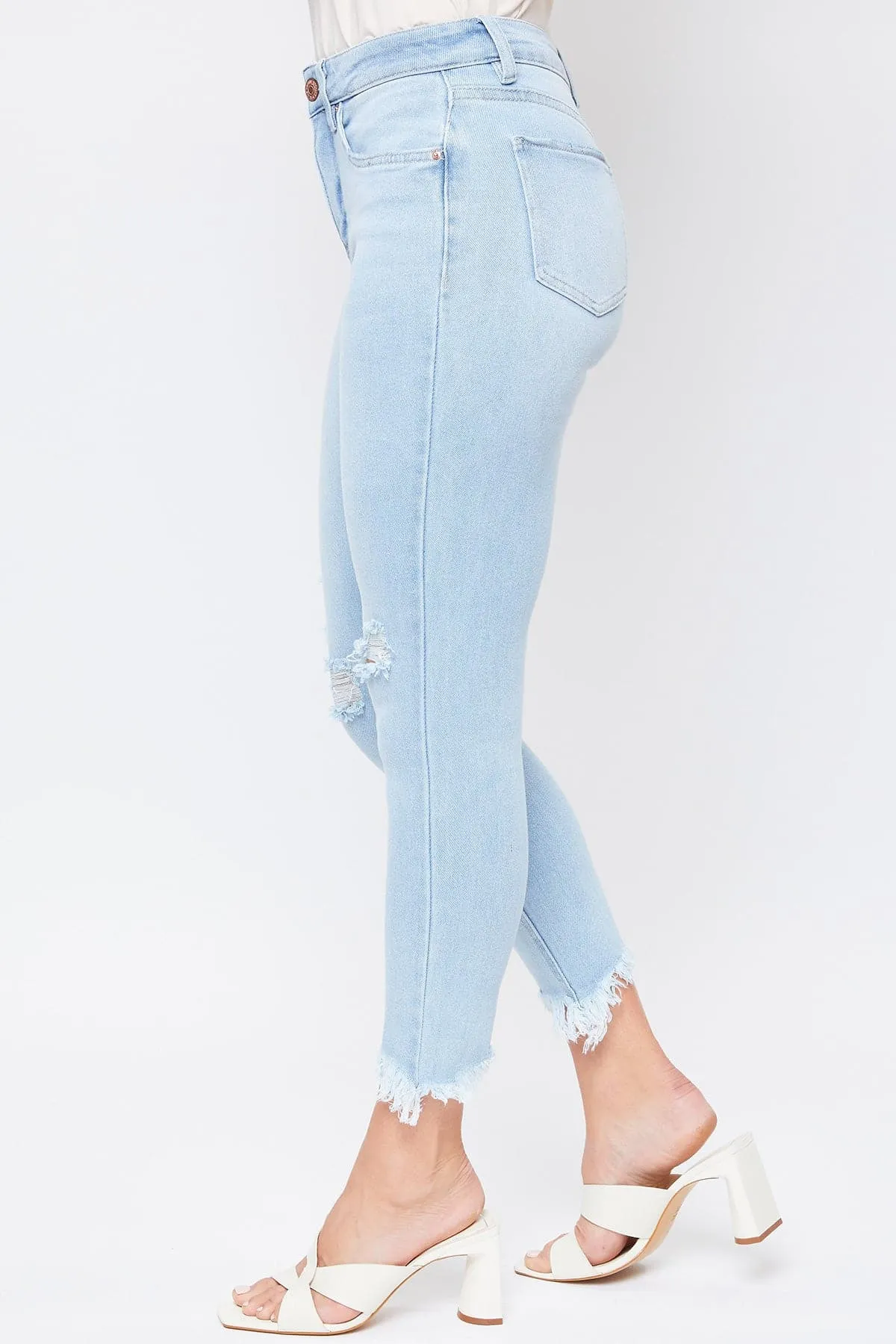 Women's Vintage High Rise Frayed Hem Ankle Jean