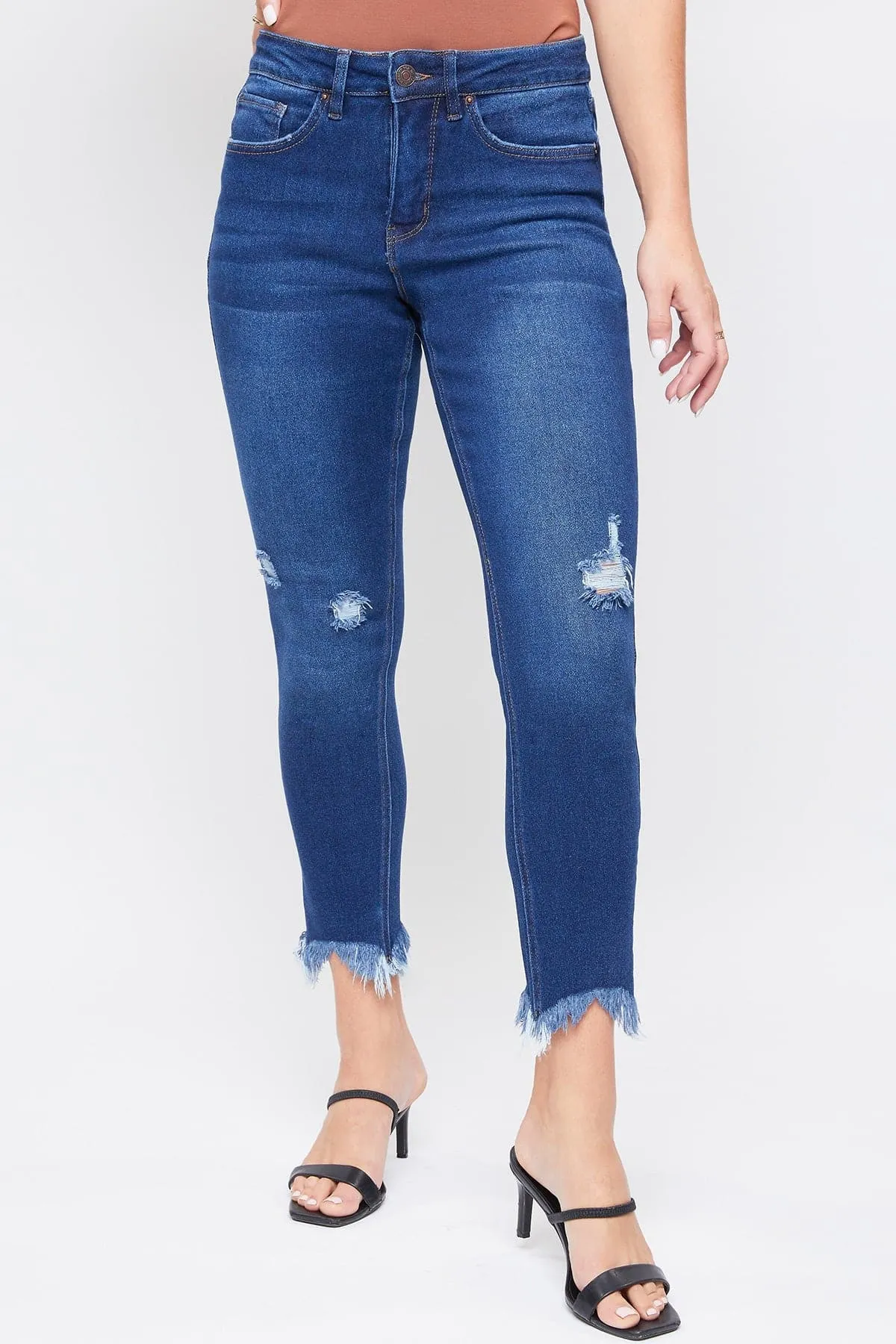 Women's Vintage High Rise Frayed Hem Ankle Jean