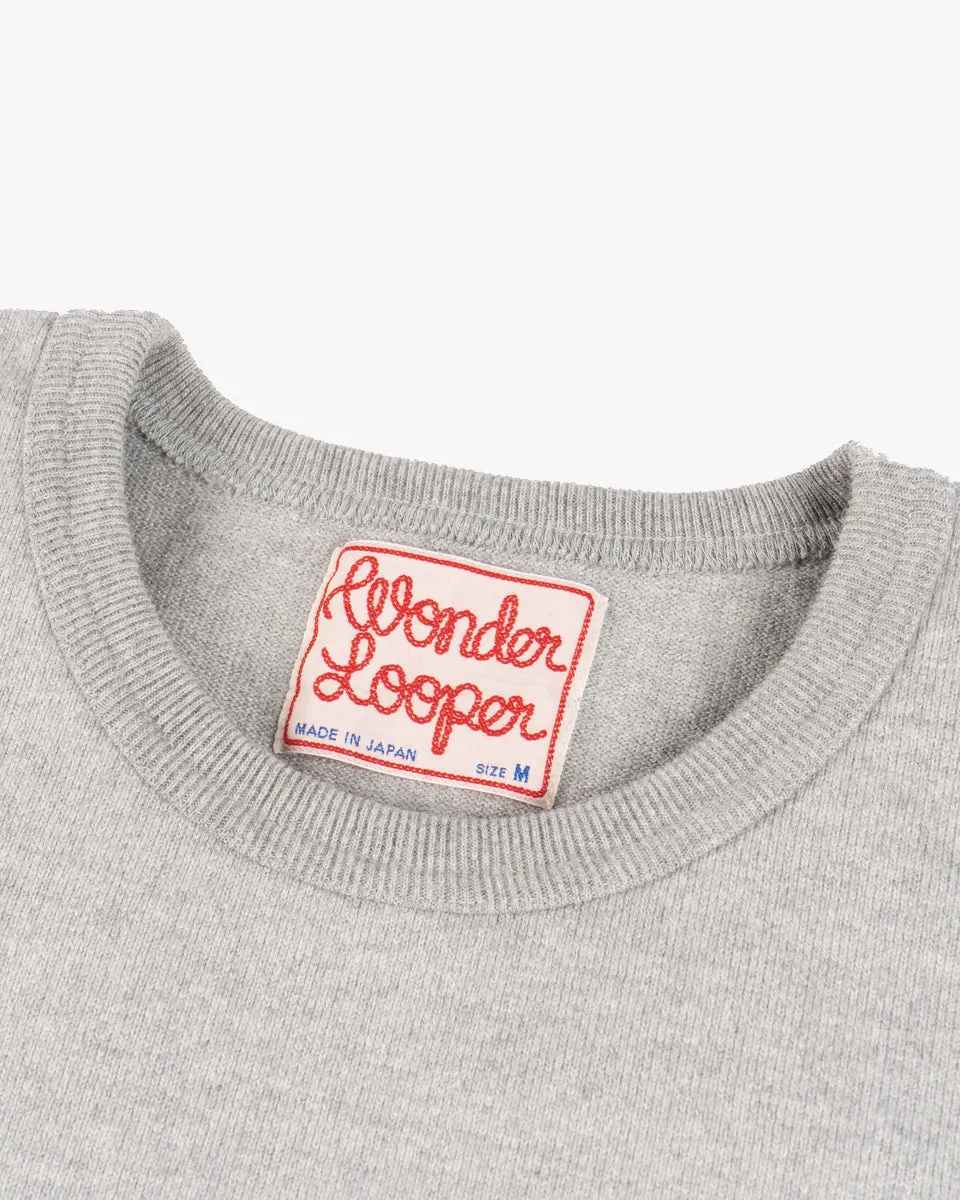 Wonder Looper 409gsm Double Heavyweight T Shirt - Heather Grey