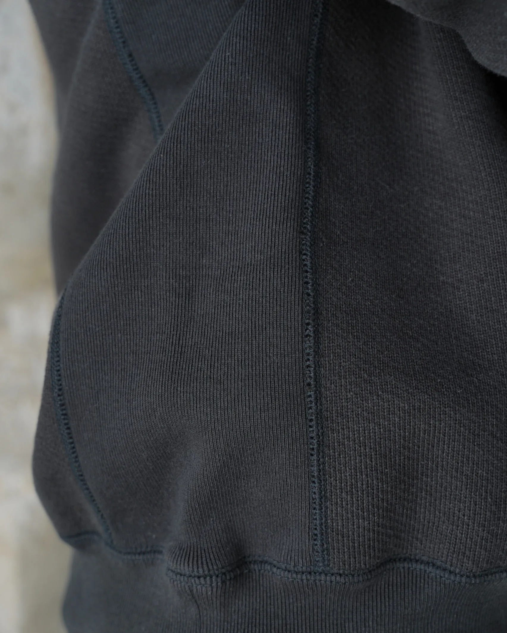 Wonder Looper 876gsm Double Heavyweight French Terry Pullover Crew Neck - Sumi Black