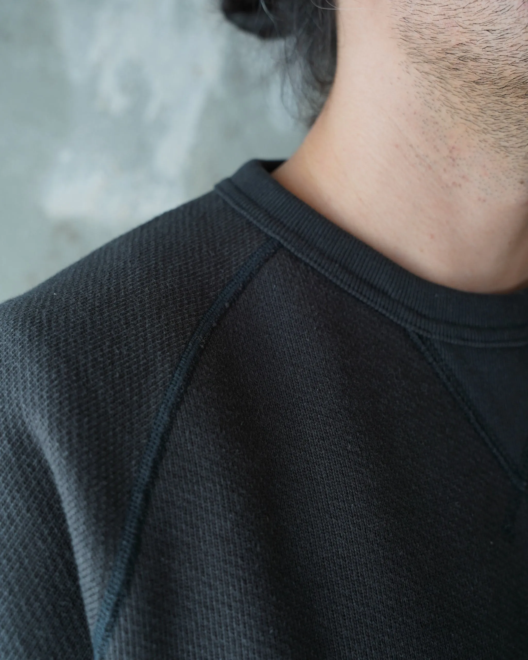 Wonder Looper 876gsm Double Heavyweight French Terry Pullover Crew Neck - Sumi Black