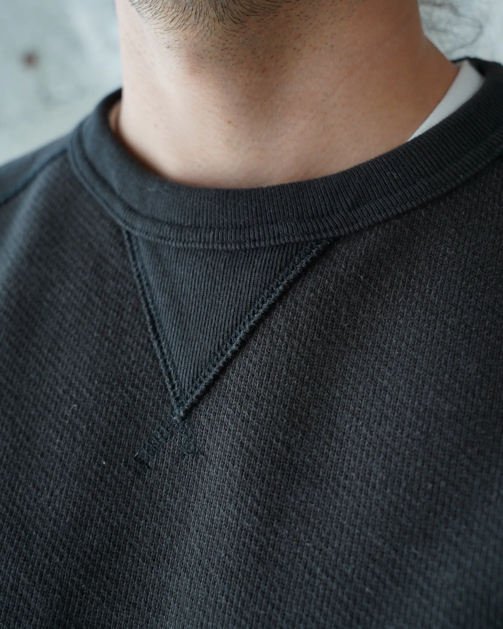 Wonder Looper 876gsm Double Heavyweight French Terry Pullover Crew Neck - Sumi Black