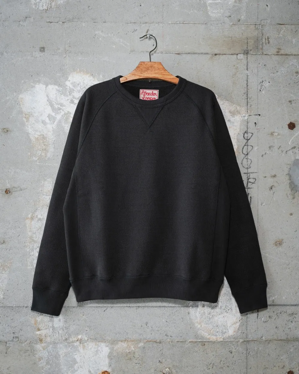 Wonder Looper 876gsm Double Heavyweight French Terry Pullover Crew Neck - Sumi Black