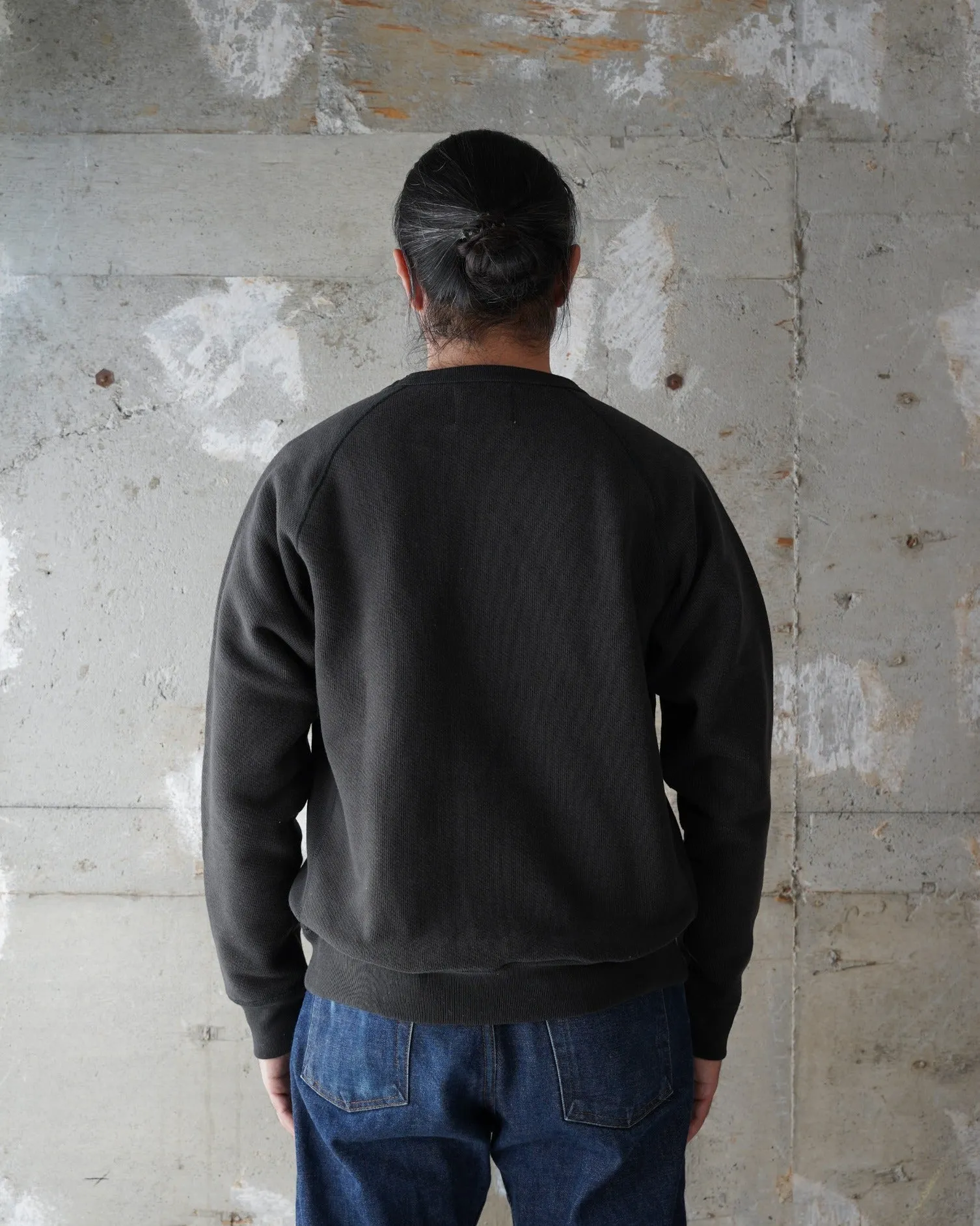 Wonder Looper 876gsm Double Heavyweight French Terry Pullover Crew Neck - Sumi Black