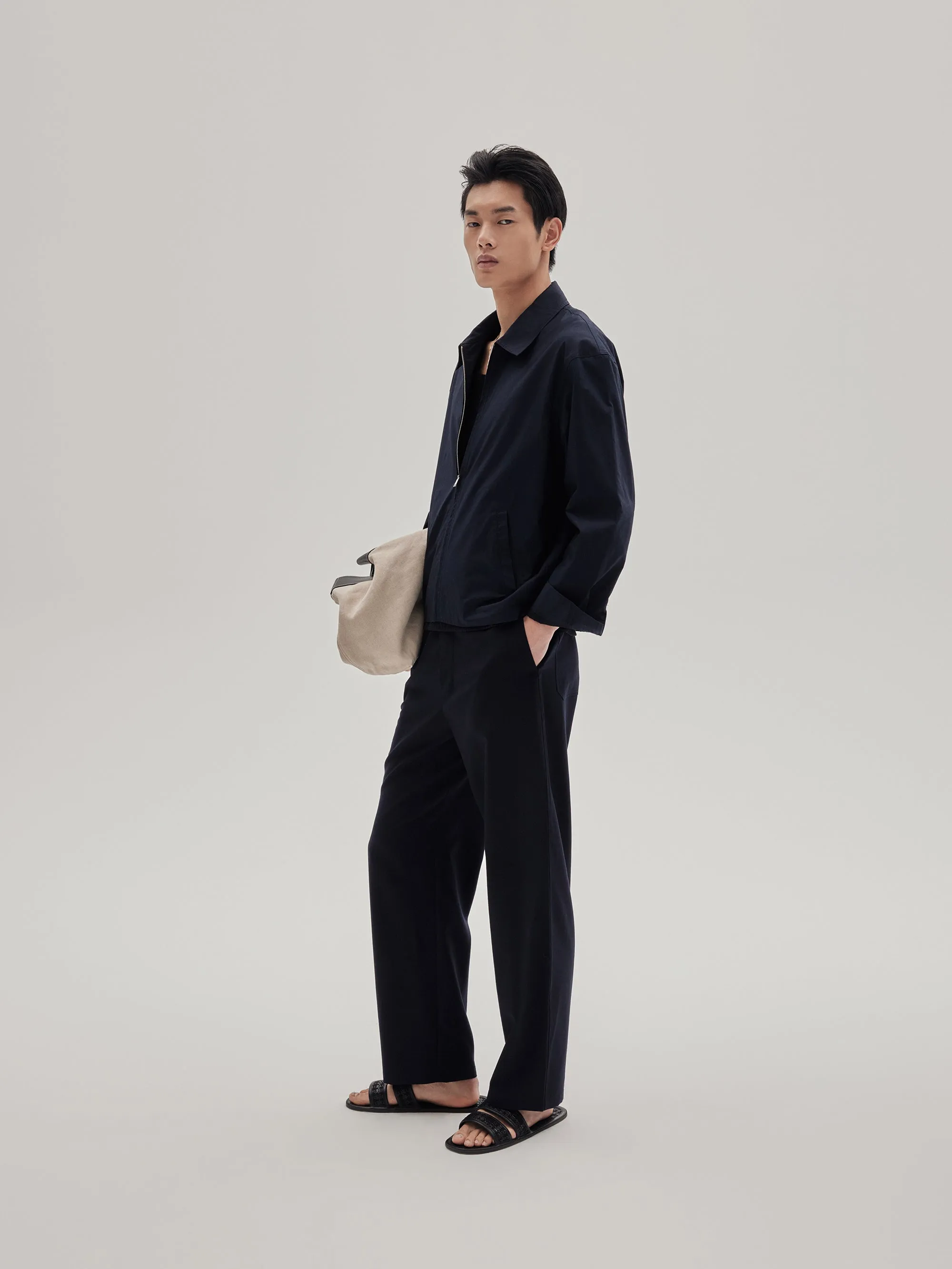 Wool Easy Trousers -- Dark Navy
