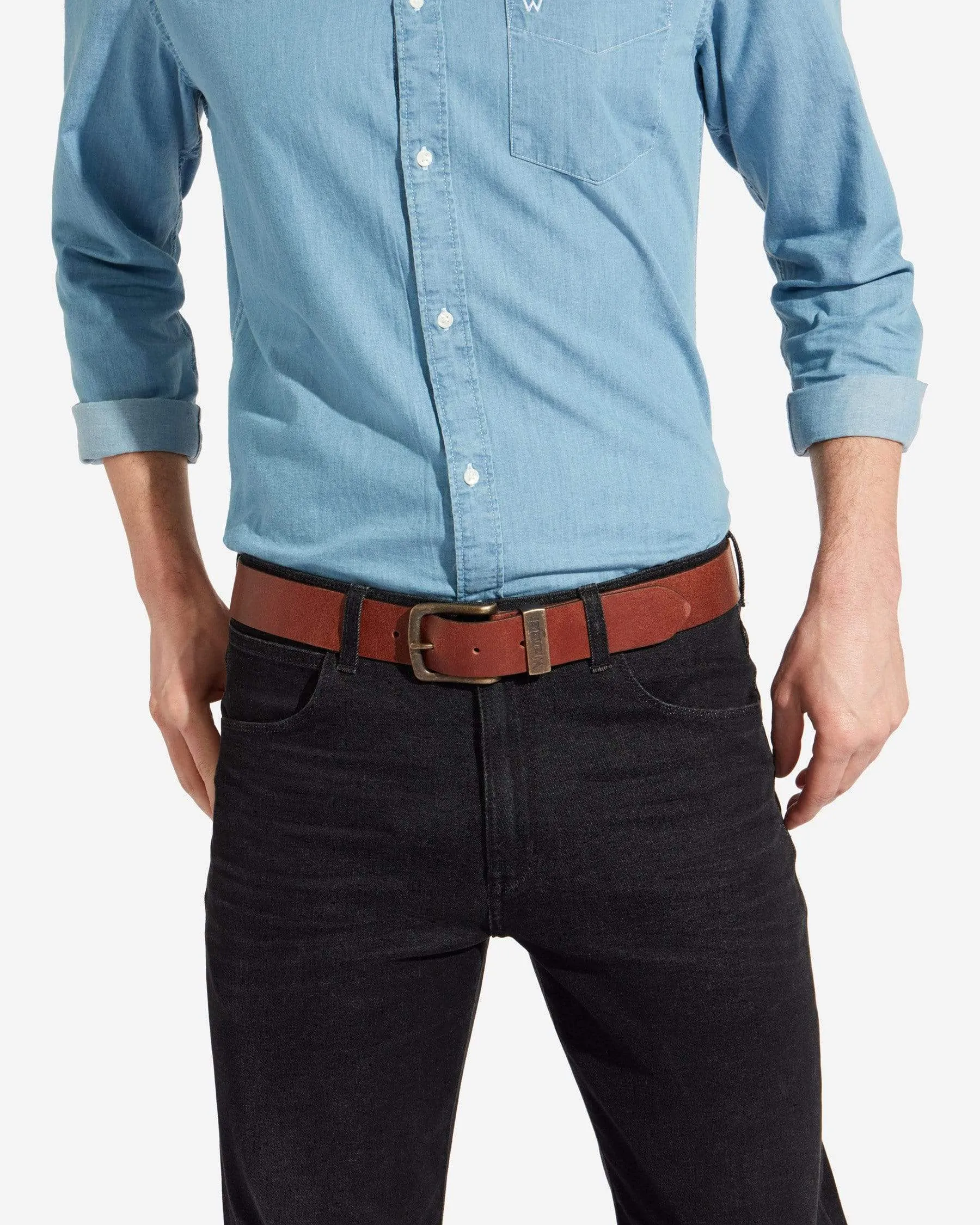Wrangler Basic Metal Loop Belt - Cognac