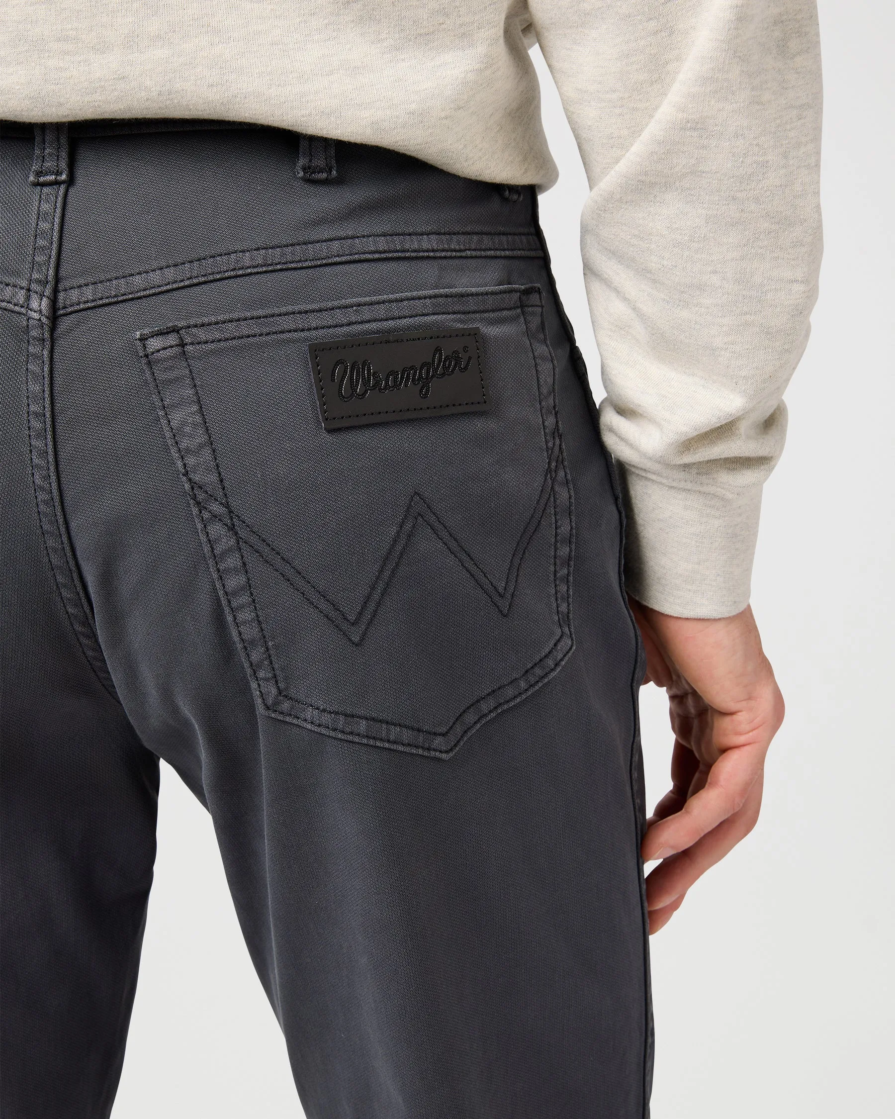 Wrangler Texas Stretch Authentic Straight Cotton Dobby Trousers - Faded Black