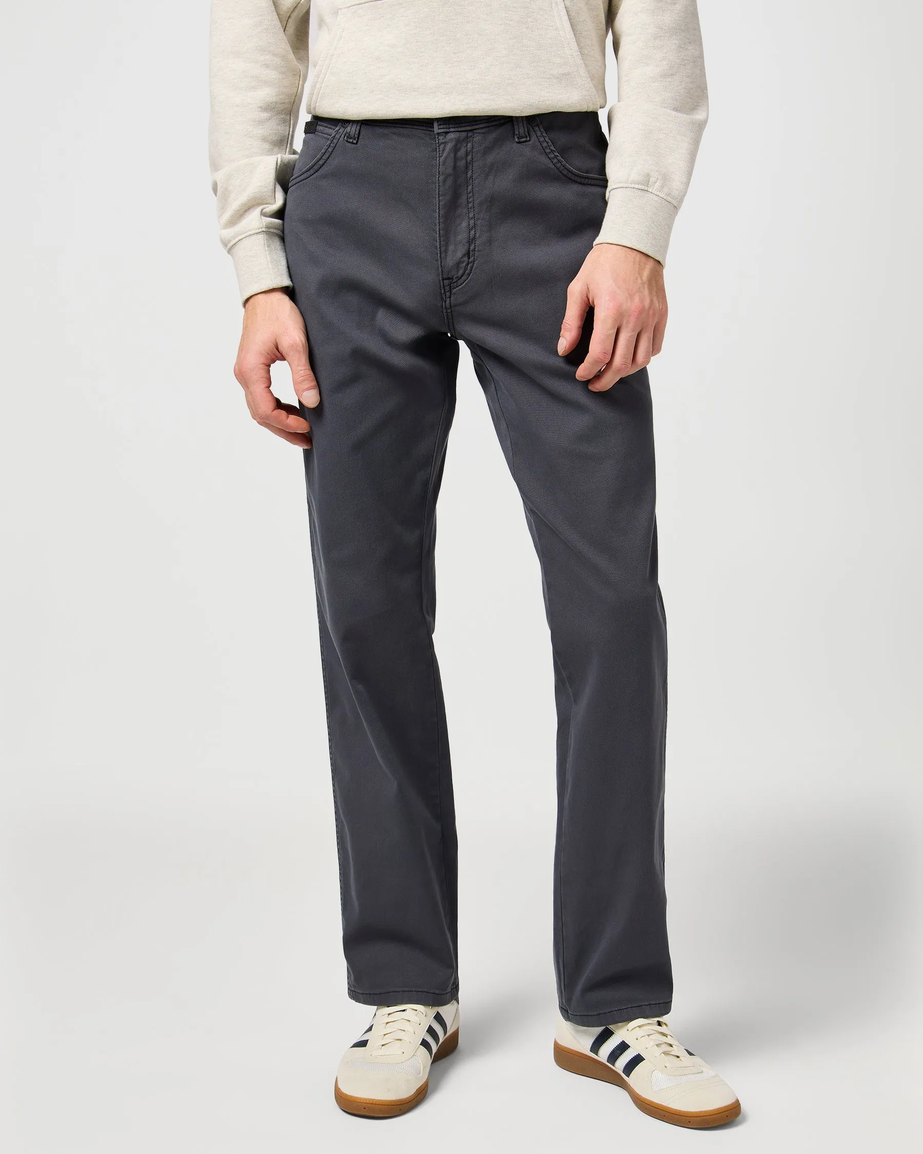 Wrangler Texas Stretch Authentic Straight Cotton Dobby Trousers - Faded Black