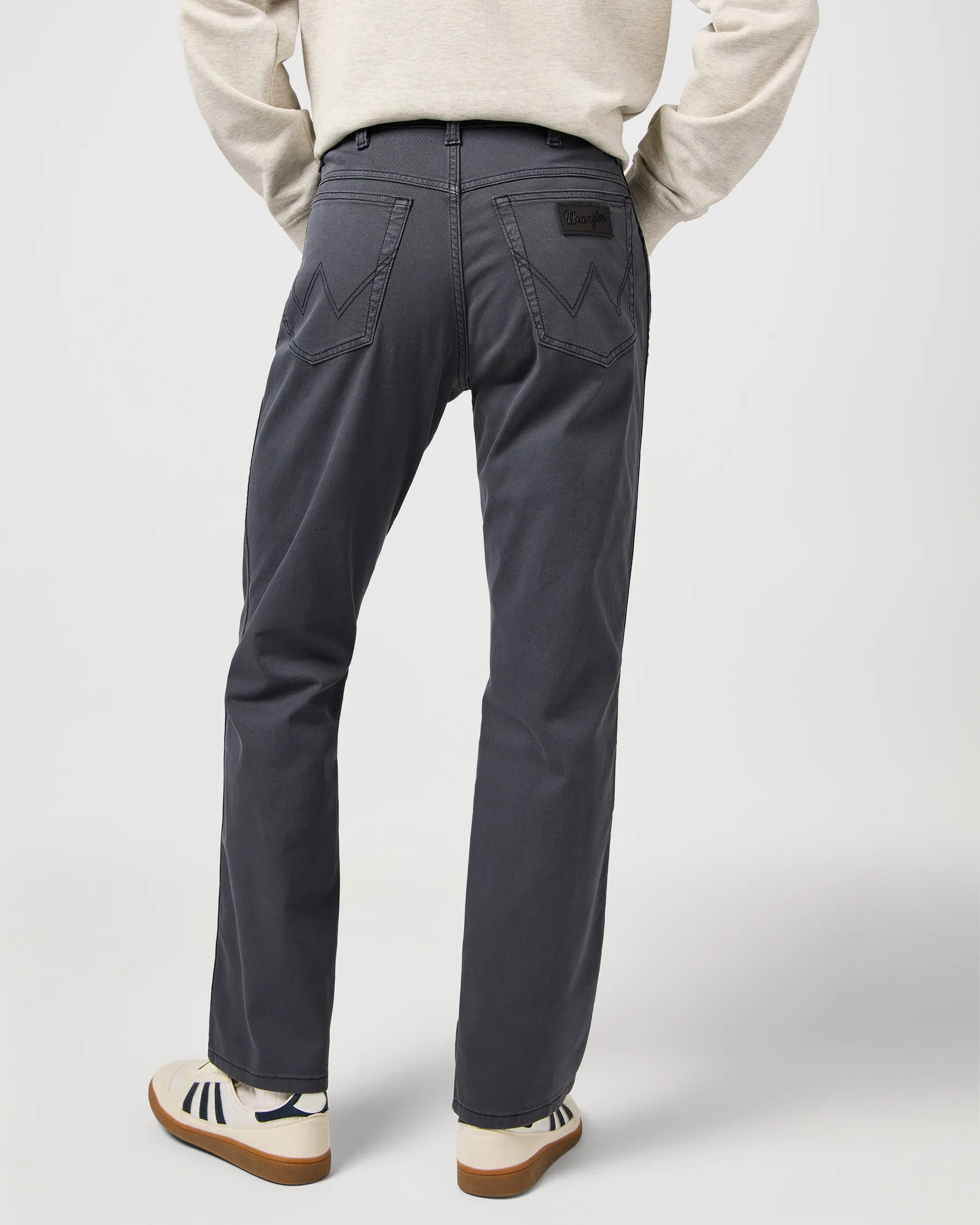 Wrangler Texas Stretch Authentic Straight Cotton Dobby Trousers - Faded Black