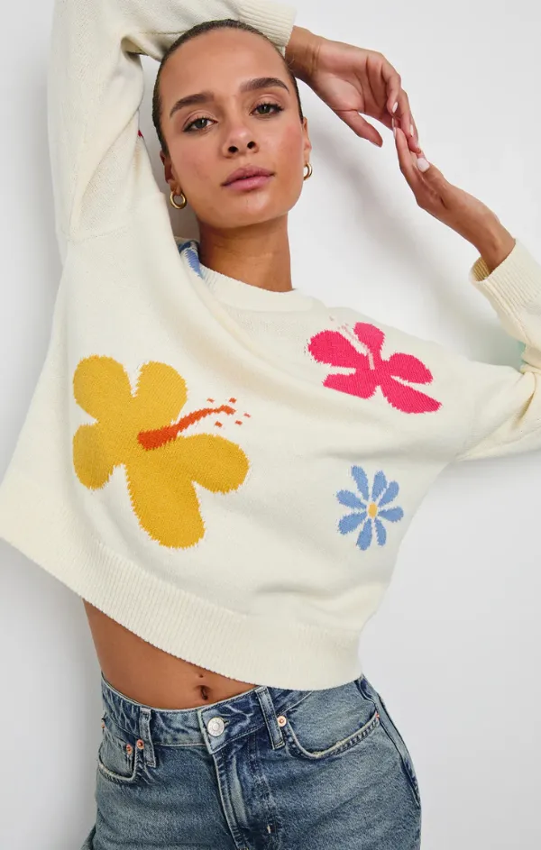 Zoey Sweater in Ivory Hibiscus