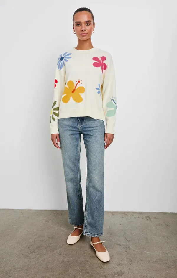Zoey Sweater in Ivory Hibiscus