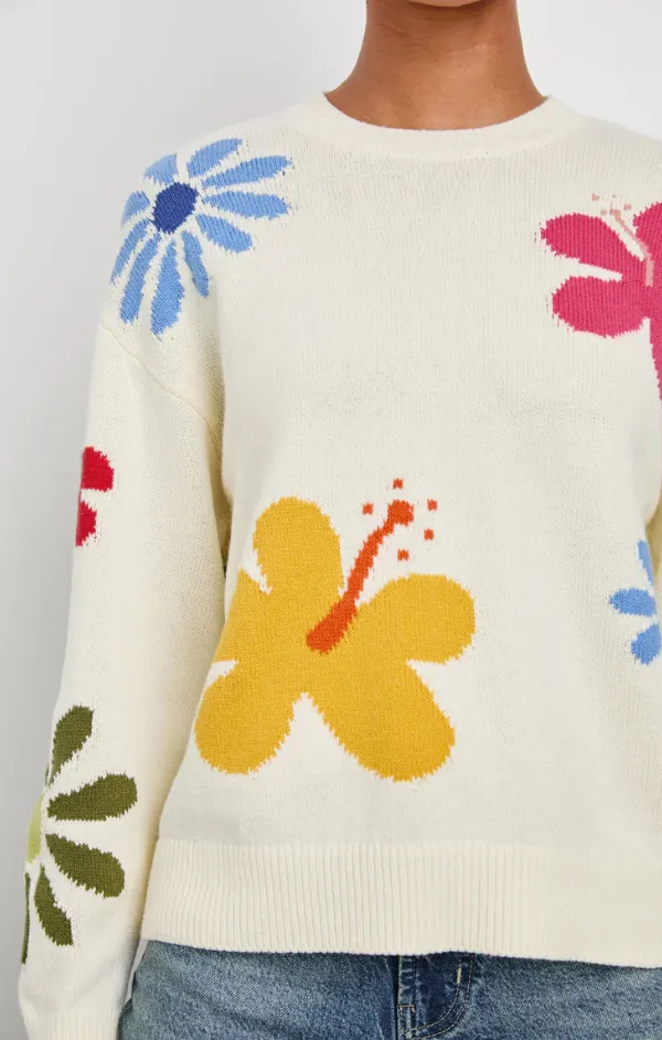 Zoey Sweater in Ivory Hibiscus